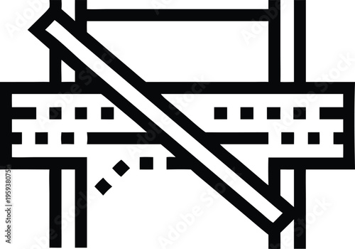 An outline icon indicating road construction or a bridge with a diagonal barrier showing closure