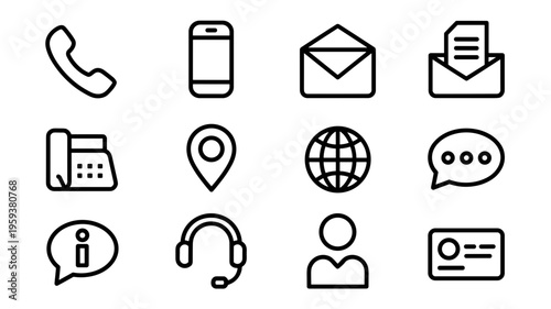 Minimal Contact Icons Line Set Clean Communication UI Outline Pack