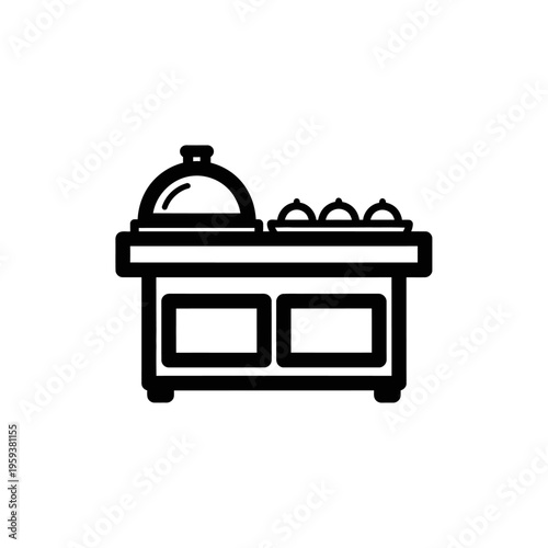 Modern Kitchen Counter with Serving Trays and Accessories in Minimalist Style