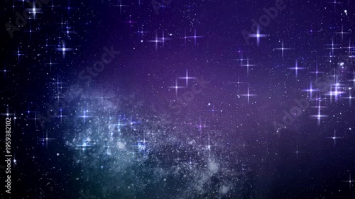 An animated background of a vibrant purple and blue nebula with shimmering stars and glowing particles, perfect for sci-fi or fantasy themes.