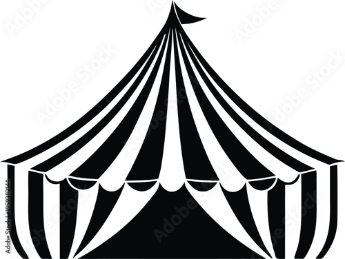 Striped circus tent icon vector symbol for entertainment events