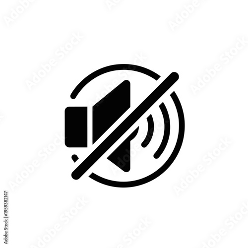 Mute Icon of a Loudspeaker with a Prohibition Sign for Sound Off
