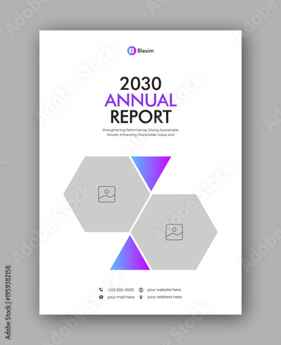 Brochure cover or annual report flyer design template for corporate business agency