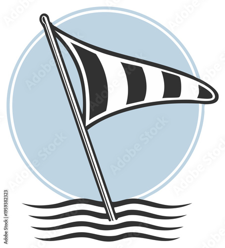 Windsock Illustration Striped Nautical Graphic Vector Design Element Weather Sailing Forecast