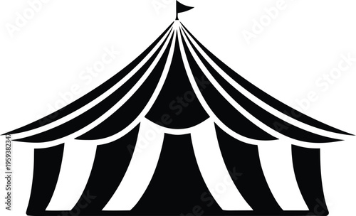 Striped big top circus tent carnival festival event vector icon