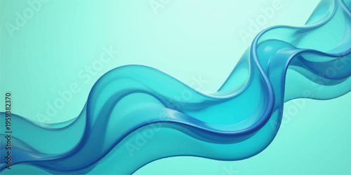 Abstract blue vector illustration featuring flowing ocean waves and liquid curves in a motion pattern design for a sea backdrop or banner wallpaper