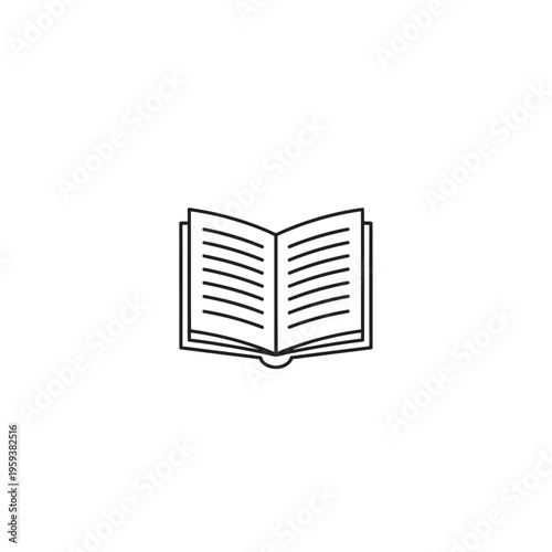 Open Book with Texts in a Minimalistic Style for Reading and Education