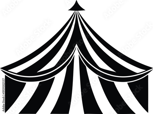 Classic striped circus tent big top vector icon illustration graphic