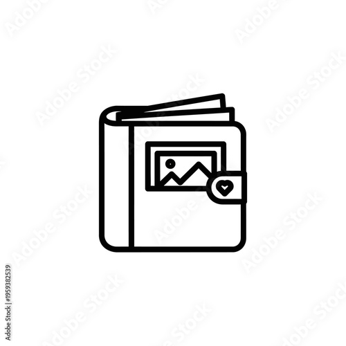 Open Book with Photographs and Heart Icon for Creative Memory Sharing