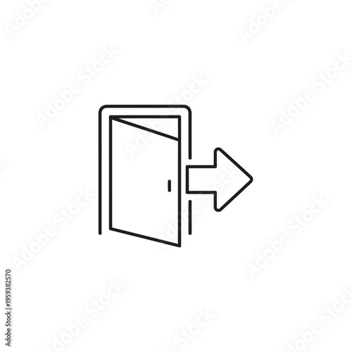 Open Door with Arrow Sign Signifying Entry or Exit in Modern Building