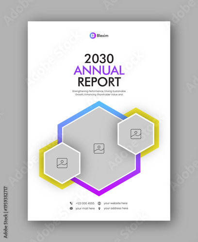 Brochure cover or annual report flyer design template for corporate business agency