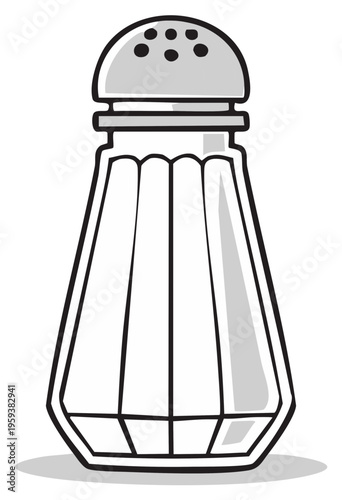 Cartoon-Style Salt Shaker Illustration with Holes on Top and Detailed Outline