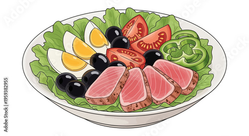 Tuna Salad with Eggs and Vegetables
