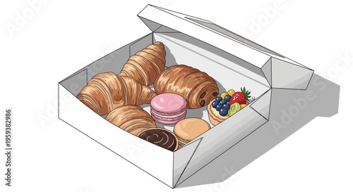 Assorted Pastries in Open White Box