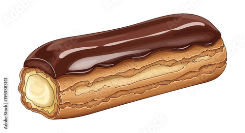Chocolate Eclair Pastry with Cream Filling