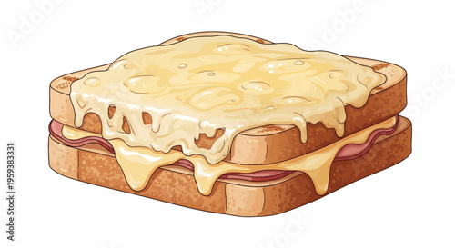 Delicious Grilled Cheese Sandwich with Melted Cheese and Ham