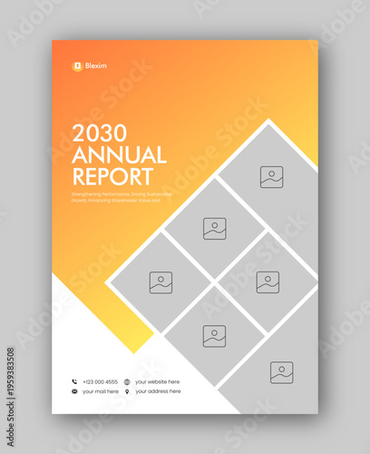 Brochure cover or annual report flyer design template for corporate business agency