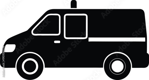 Emergency service van transport vehicle silhouette icon vector