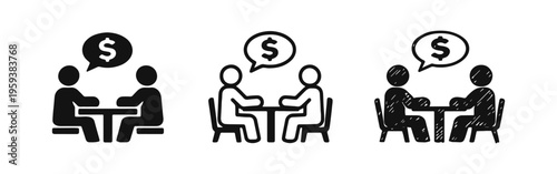 Business negotiation icon set, financial meeting or deal vector isolated illustration.