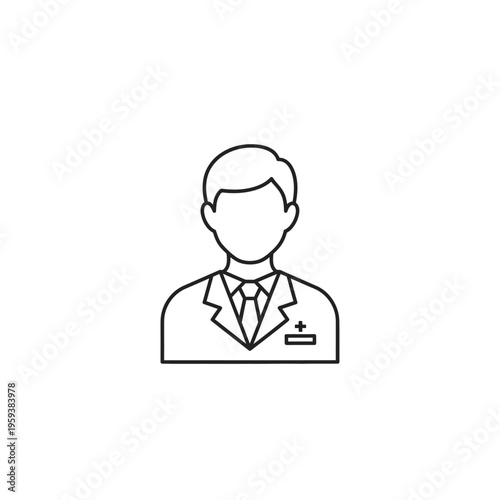 Professional Medical Doctor Icon with Lab Coat and Stethoscope for Healthcare Concepts