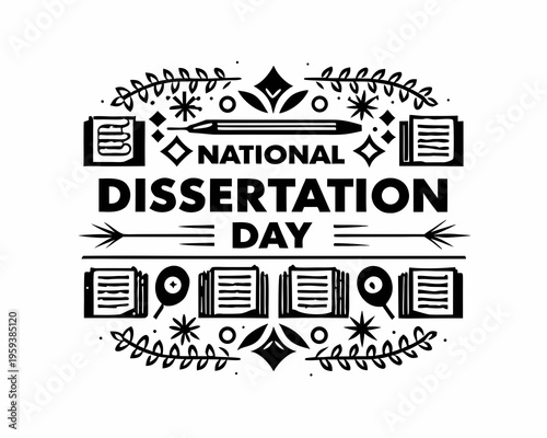 Woman Working on Dissertation Vector, Education and Scholarly Achievement Illustration