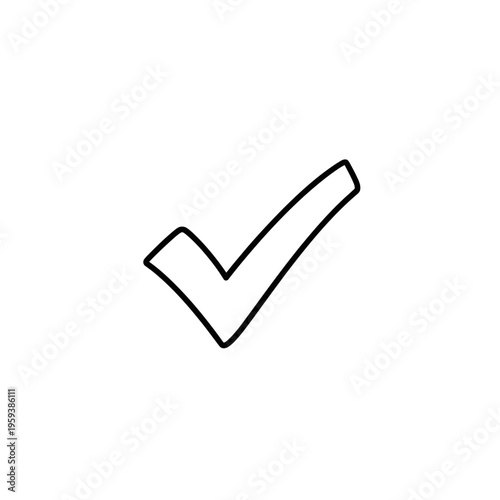 Simple Black and White Check Mark Icon for Validation or Approval