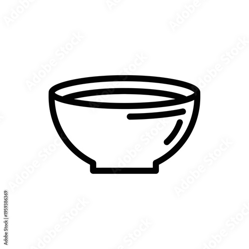 Simple Black Line Drawing of a Ceramic Bowl for Culinary and Kitchen Use
