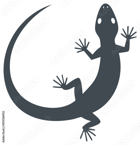 Stylized Reptilian Creature: Simple Lizard Silhouette with Rounded Tail and Distinctive Features