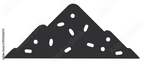 Simple flat icon of a pile of dirt, soil, or compost with granules. Minimalist vector illustration.