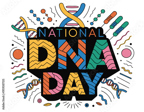 NATIONAL DNA DAY vector illustration isolated on white background
