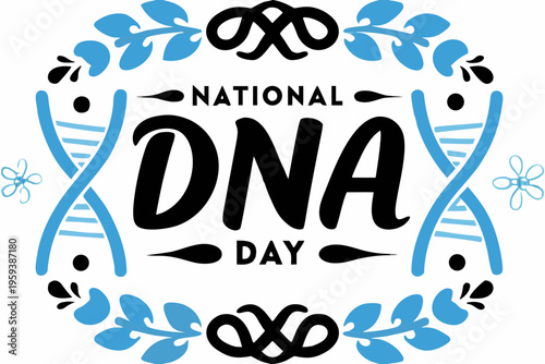 Genetics and DNA Structure Vector, National DNA Day Science Graphic