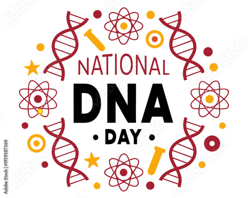 DNA Helix Silhouette Vector, Genetics and Science National DNA Day Design