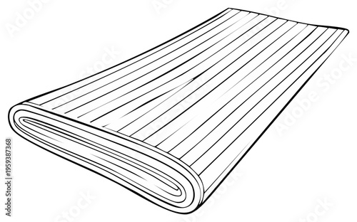 Rolled up fabric with parallel lines illustration