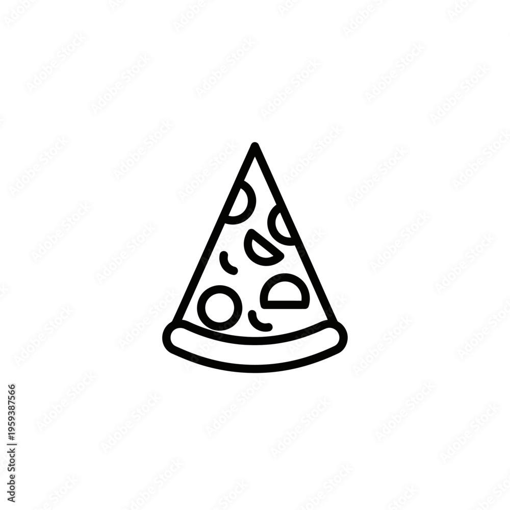 Fototapeta premium Simple Illustration of a Slice of Pizza with Toppings on a White Background