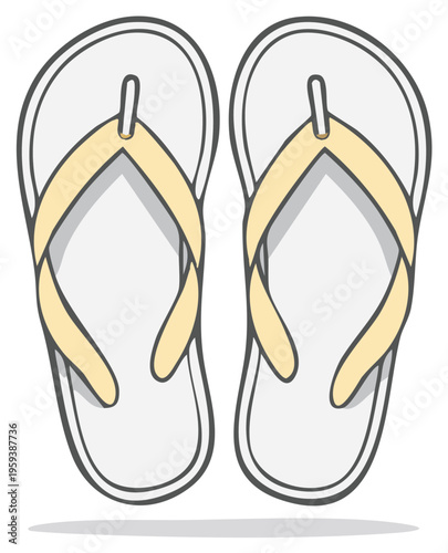 Pair of flip flops illustration. Summer sandals graphic style.