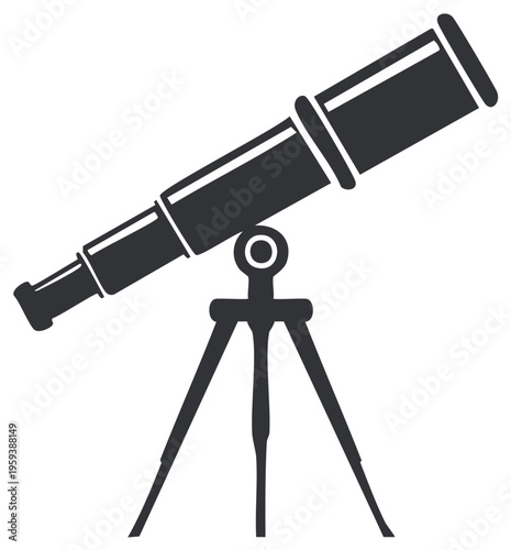 Silhouette illustration of an astronomical telescope on a tripod