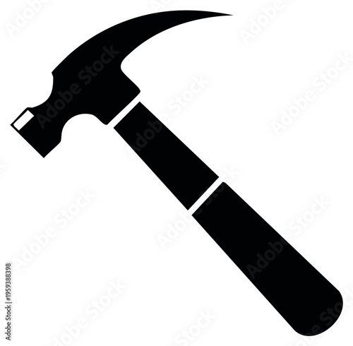 Simple black claw hammer icon representing carpentry construction and DIY projects