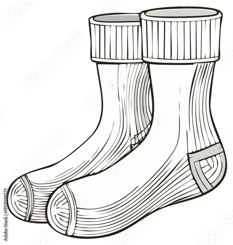 Vector illustration of classic knitted socks with folded cuffs