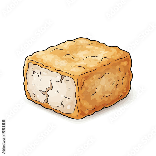 Isolated Chicken Nugget, Crispy Fried Food, Vector Illustration