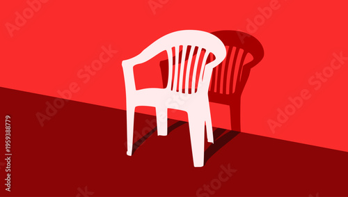 Outdoor Resin Stack Chair, flat color vector illustration