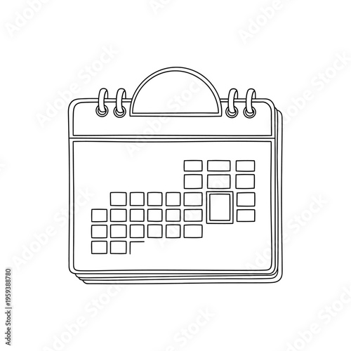 Simple Line Drawing of a Calendar with a Handle for Planning and Scheduling