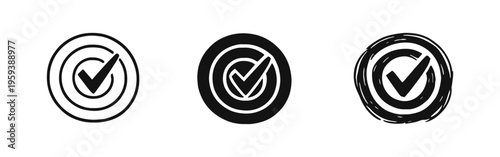 Target with checkmark icon set for goal achievement, success, or accuracy