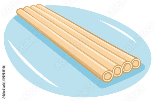 Cartoon illustration of eco-friendly reusable bamboo drinking straws