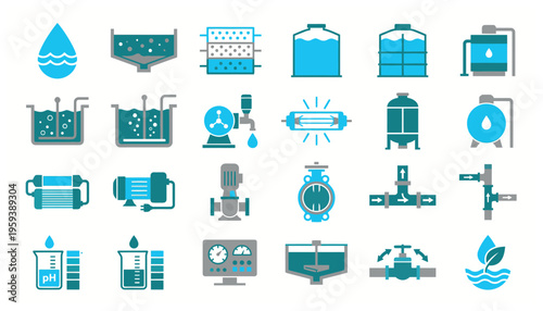 Collection of industrial and technology icons.