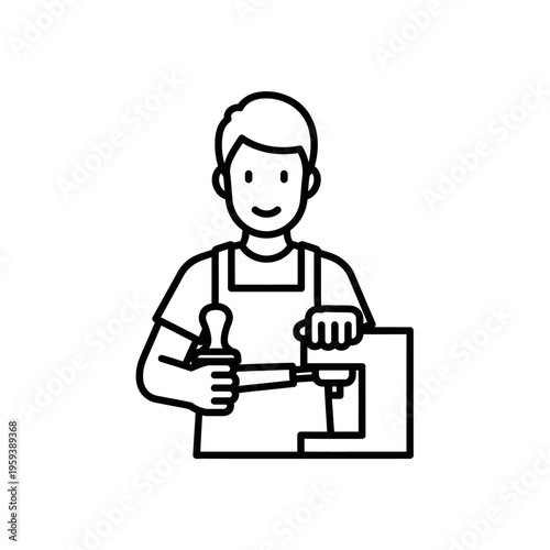 Simple Line Drawing of a Person Using a Hand Drill for DIY Projects