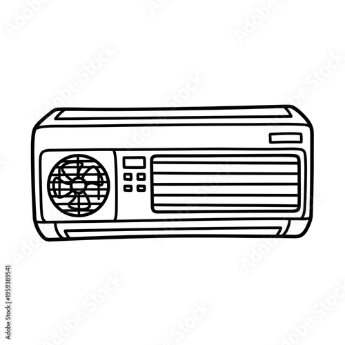 Simple Line Drawing of an Air Conditioner Unit for Cool Climate Climate Control