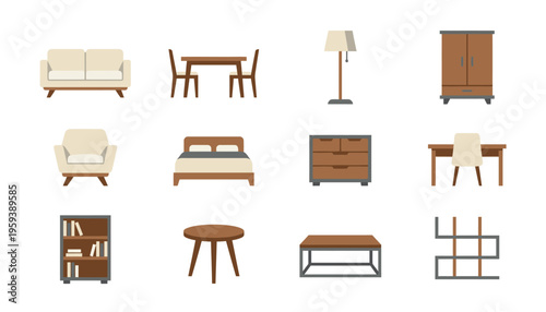 Collection of various home furniture illustrations.