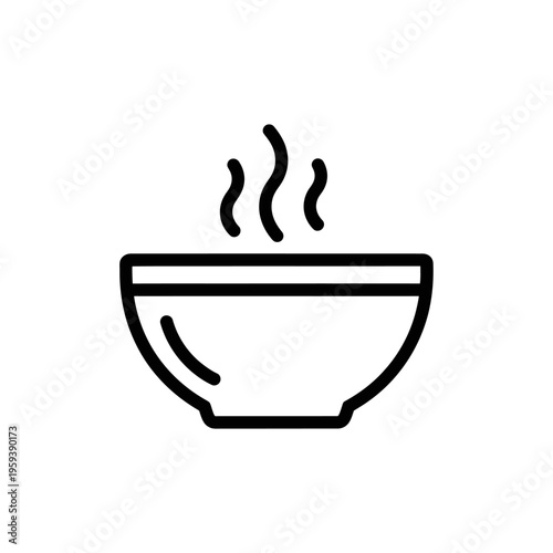 Simple Steaming Hot Soup Bowl Icon for Food and Beverage Concepts