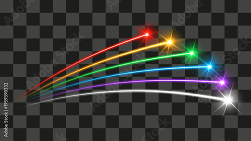 Dynamic light trails illustrating radiant energy movement and vibrant color dispersion across space