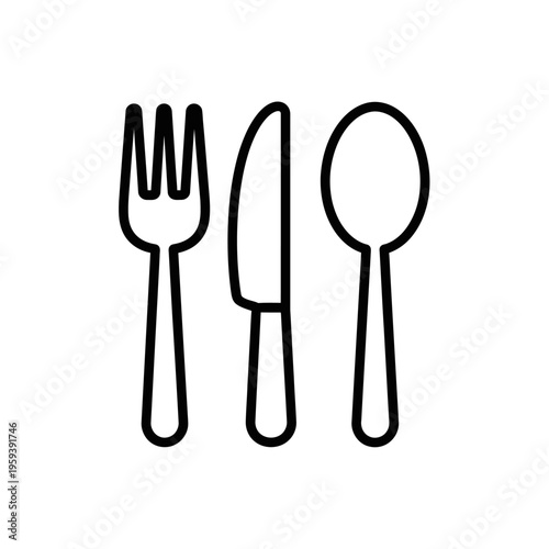 Stylish Hand-Drawn Cutlery Set Illustration for Dining and Kitchen Decor